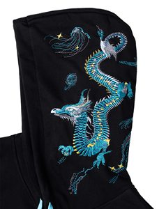 Sudadera con capucha gráfica de peso pesado para hombre con bordado de dragón personalizado con cremallera temporada de otoño bordado en 3D teñido liso - Product Image 5