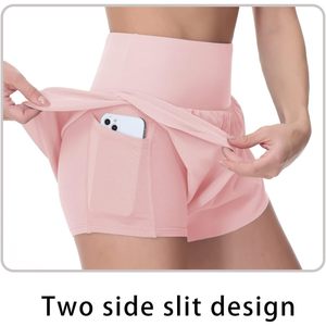 Shorts de course à séchage rapide pour femmes FOXA, taille haute avec poches zippées, shorts de tennis pour l'entraînement - Product Image 5