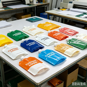 Pochette transparente avec bec verseur 1L, logo personnalisé, pour boissons, liquides et aliments, fabrication OEM/ODM - Product Image 1
