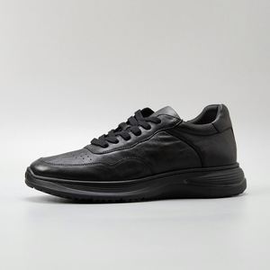 Baskets en cuir véritable noir à bout rond et lacets, légères, avec semelle extérieure en caoutchouc amorti et semelle intermédiaire en EVA, chaussures décontractées été/hiver - Product Image 4