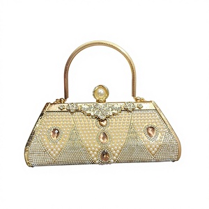 New Cross-border Foreign Trade PU Women's European-American Retro Style Evening Gift <b>Handbag</b> Rhinestone Pearl Decoration Tanjing - Product Image 1