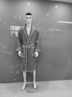 Hilo de algodón puro teñido Terry Cloth Albornoz Jacquard Checker Pattern Absorbente Spa Robe