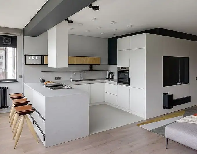 CBMmart setelan desain dapur, furnitur kabinet Modern ide desain perabotan pintar di dapur