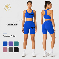 Ensemble de sport pour femme : Leggings et shorts de fitness, respirant et anti-transpiration, avec logo personnalisé, idéal pour la gym et l'entraînement.