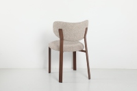 Chaise de salle à manger beige moderne avec dossier arrondi, structure en métal noyer, chaise d'appoint pour salle à manger et cuisine