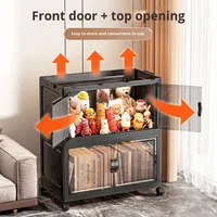 Armoire de rangement pliable en plastique, sans installation, organisateur à 3 niveaux avec portes et roulettes, étagère à jouets et livres, vente en gros