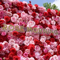 Mur de fleurs artificielles sur mesure, résistant à la décoloration, 3D, fond de mur en rose rouge, tissu de soie, enroulable