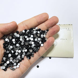 SS20เจ็ทแก้วสีดำเพชรรูปทรงแบนกลับแบบไม่ใช้ความร้อนแบบหลวมสำหรับรองเท้าเสื้อผ้ากระเป๋าเล็บกาวบน - Product Image 2