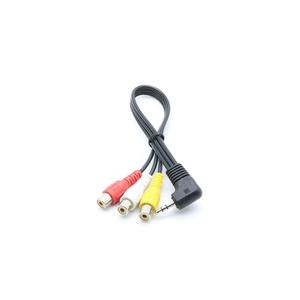 OEM ODM jack 3.5mm câble à angle droit de 90 degrés mâle à 3 <span class=keywords><strong>RCA</strong></span> Femelle Adaptateur Répartiteur Audio Vidéo câble AV TV - Product Image 1