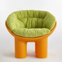 Chaises de salon modernes en fibre de verre avec coussin en tissu, chaise de détente Roly Poly