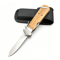 Couteau de survie EDC en acier inoxydable 5CR13 avec manche en bois, lame de 3,9 mm, couteau pliant de poche pour la randonnée et le bushcraft