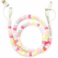 Kabel Pengisi Daya 4 in 1 Star Beaded USB Multi Charger Cord Tipe C Multi Connector Y2K Candy Phone Cable