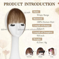 Frange 100% Cheveux Humains Naturels, Extension de Frange à l'Air, Frange Française, Postiche Réaliste en Cheveux Naturels