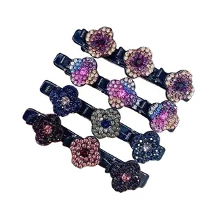Wholesale Hot Selling Hair Clips Four-Leaf Clover Chopped Hairpin Duckbill Clip Crystal Stone Braided Hair Clips