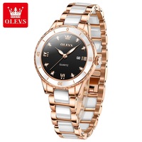Montre de luxe pour femmes OLEVS 9985 Céramique Montre étanche Elegant Diamond Lady Quartz Montres pour femmes Reloj Mujer