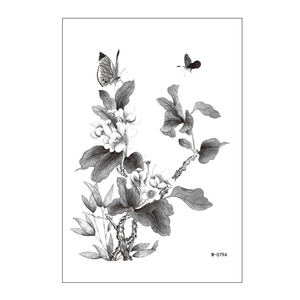 Adesivo del tatuaggio del fiore dell'uccello dell'inchiostro cinese impermeabile decorazione artistica dell'iride di bambù - Product Image 4