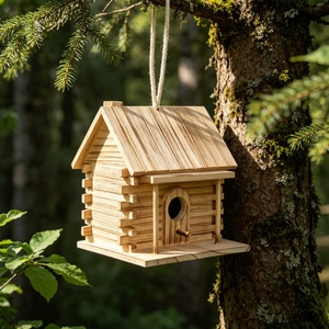 Caja de Madera Pulida para Pájaros, Caja de Madera Natural Ecológica para Colgar al Aire Libre, Refugio Decorativo para Jardín y Patio Trasero - Product Image 3