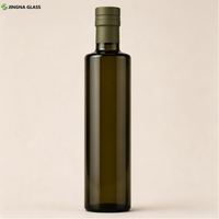 Botol Minyak Zaitun Kaca Hijau Tua 250ml 500ml 750ml Custom, Label Cetak OEM, Wadah Minyak Masak Kaca Food Grade