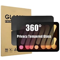 360 °   Protection d'écran anti-espion pour iPad Mini 7ème génération (A17 Pro) 2024 / Mini 6ème génération 8,3 pouces 2021, film en verre trempé