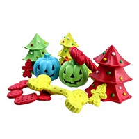 Ensemble de jouets de Noël pour animaux de compagnie, collection de Noël, jouets en caoutchouc durables et indéchirables, arbre de Noël, citrouille, personnalisable