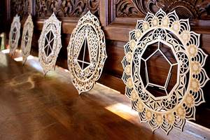 5 éléments Éther <span class=keywords><strong>Air</strong></span> <span class=keywords><strong>Feu</strong></span> <span class=keywords><strong>Eau</strong></span> <span class=keywords><strong>Terre</strong></span> Mandala Solides platoniques en bois faits à la main Art mural suspendu Décoration spirituelle de méditation - Product Image 4