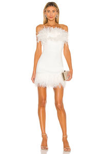 OEM New Fashion abbigliamento <span class=keywords><strong>bianco</strong></span> da donna elegante <span class=keywords><strong>con</strong></span> bordo in piuma Casual aderente Mini abito da donna - Product Image 5