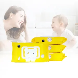 Tisu bayi aman untuk bayi baru lahir, Dispenser dalam kotak plastik dengan tutup tisu basah kompetitif tisu gigi