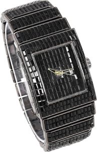 Reloj de mujer con diamantes cuadrados y esfera y correa tipo baguette, completamente cubierto de diamantes. - Product Image 2