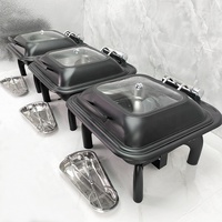 Chauffe-Plats Hydraulique Noir en Acier Inoxydable pour Buffet, 6L, pour Hôtels et Traiteurs