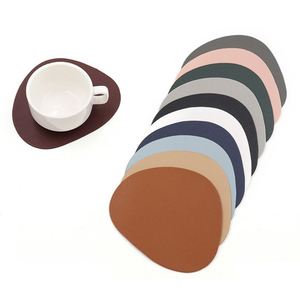 Fashionable PU Leather <b>Coasters</b> Waterproof Cup Pad Irregular <b>Drinks</b> <b>Coasters</b> for Coffee Table Housewarming Gifts - Product Image 3