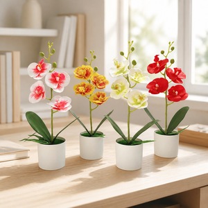Orchidées Phalaenopsis artificielles avec pot 36,5 cm, bonsaï décoratif pour salon, bureau, bureau à domicile - Product Image 1