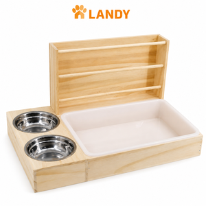 Mangeoire à lapins en bois style ferme, support à foin artisanal en pin avec gamelle pour cochons d'Inde et chinchillas – Élégant et pratique - Product Image 1