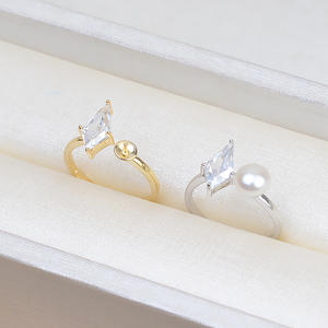 Bague en argent S925 avec ouverture pour diamant, accessoire de bijouterie DIY pour femme, plateau vide pour perles, produit semi-fini - Product Image 2