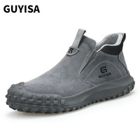GUYISA Bottes de sécurité pour soudeurs Bottes anti-chaleur à embout en acier standard européen pour hommes