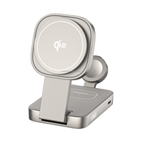 Support de charge magnétique rapide 3-en-1 de haute qualité avec port Type-C, design pliable pour téléphone, casque, écouteurs, microphone