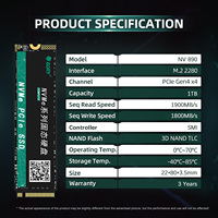 Baru BORY NV 890 M.2 NVMe 2280 Internal SSD 128GB 256GB 512GB 1TB kecepatan tinggi 3000 MB/s baca 1900MB/dtk tulis