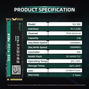 Yeni BORY NV 890 M.2 NVMe 2280 dahili SSD 128GB 256GB 512GB 1TB yüksek hızlı 3000 MB/s okuma 1900 MB/s yazma - Product Image 5