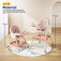 Chaise haute multifonction pliable moderne en acier inoxydable 2026 pour bébés de 1 à 2 mois, siège rehausseur pour repas et alimentation
