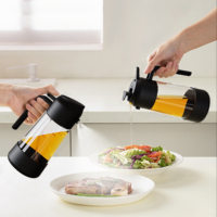Bouteille distributrice d'huile et de vinaigre en verre pour barbecue de cuisine, 475 ml, 2 en 1, avec manchon en silicone et boîte