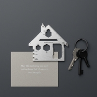 Outil multifonction en forme de maison avec poche pour cartes, tournevis, clé, logo personnalisé, porte-clés en acier inoxydable, ouvre-bouteille