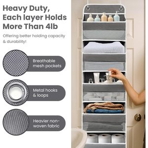 Over The Door Organizer 6 Shelves 10 Pockets Heavy Duty Mesh <b>Rack</b> For <b>Storage</b> Behind Doors On <b>Walls</b> - Product Image 4
