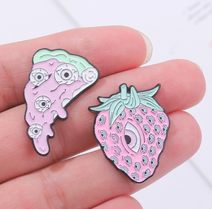 Gotik yaka iğnesi özel pembe Punk İskelet kelebek Pizza broş yaka rozetleri yumuşak emaye iğne Dropshipping - Product Image 6