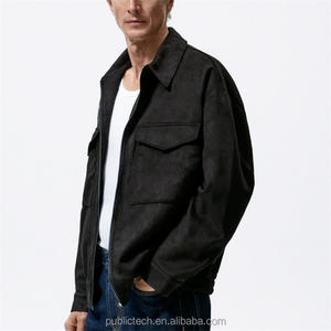 Chaqueta de vuelo con cuello de solapa de poliéster 94% personalizada chaqueta de ante de imitación de gran tamaño ligera para hombres - Product Image 2