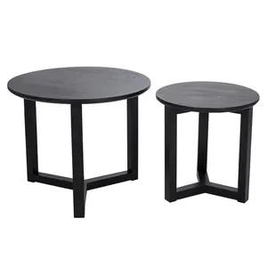 Table basse ronde de luxe moderne Table basse en bois noir mat pour salon