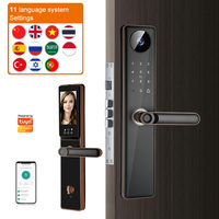 Cerradura de puerta inteligente completamente automática Tuya Wifi con huella digital con cámara para el hogar sirena antirrobo de alta seguridad alarma cerraduras de puerta inteligentes