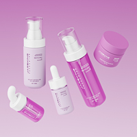 Bouteilles en PET transparent recyclées de 25 ml, 80 ml, 100 ml, flacons vides pour sérum, crème, lotion, flacons à pompe, ensembles d'emballages cosmétiques avec boîte