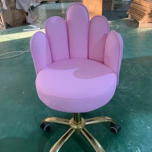 Modern pink Leather Small Technician's Chair Luxury <b>Adjustable</b> <b>Height</b> and Swivel Barber Chairs <b>Stools</b> for Sale - Product Image 4