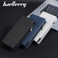 Baellerry dompet kulit panjang pria, dompet Multi Slot ritsleting bisnis kasual modis