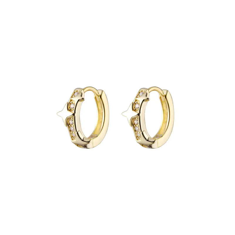 New arrivals dainty gold filled accessories jewelry 18k vintage sterling silver zircon huggie star earrings