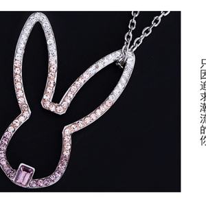 จี้สร้อยคอรูปกระต่ายดีไซน์ทันสมัย ทำจากสแตนเลสประดับเพชร CZ สำหรับผู้หญิง มาพร้อมสายโซ่ประดับเพทายและมุก รูปทรงสัตว์น่ารัก - Product Image 5